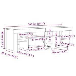TV stolek s LED dub artisan 140 x 36,5 x 40 cm kompozitní dřevo - obrázek 16