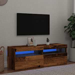 TV omarica z LED starinski les 120x35x40 cm inženirski les