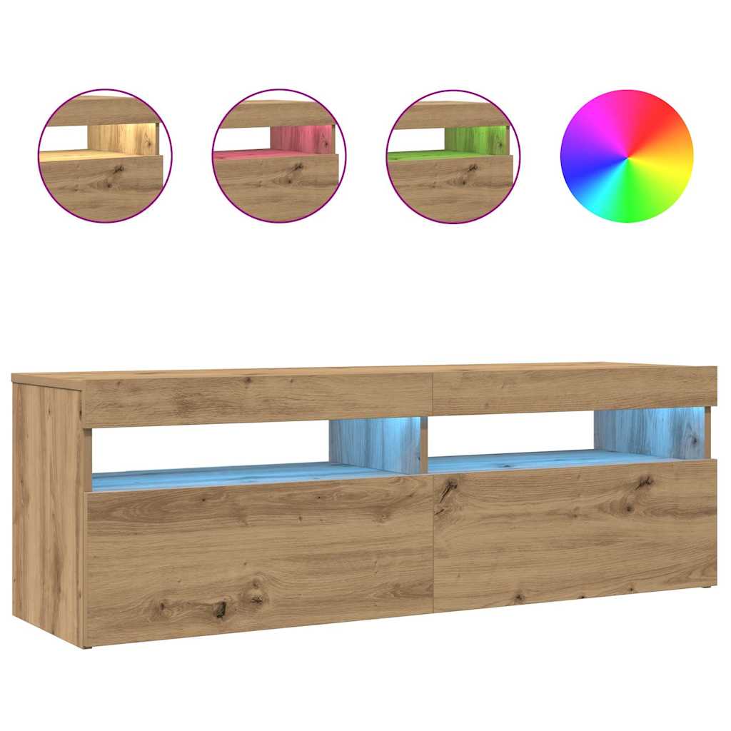 vidaXL TV stolek s LED dub artisan 120 x 35 x 40 cm kompozitnĂ­ dĹ™evo