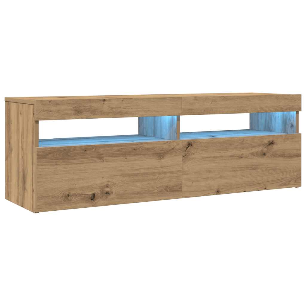 vidaXL Tv-meubel met LED 120x35x40 cm bewerkt hout artisanaal eiken afbeelding