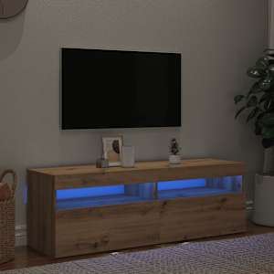 TV stolek s LED dub artisan 120 x 35 x 40 cm kompozitní dřevo - obrázek 1