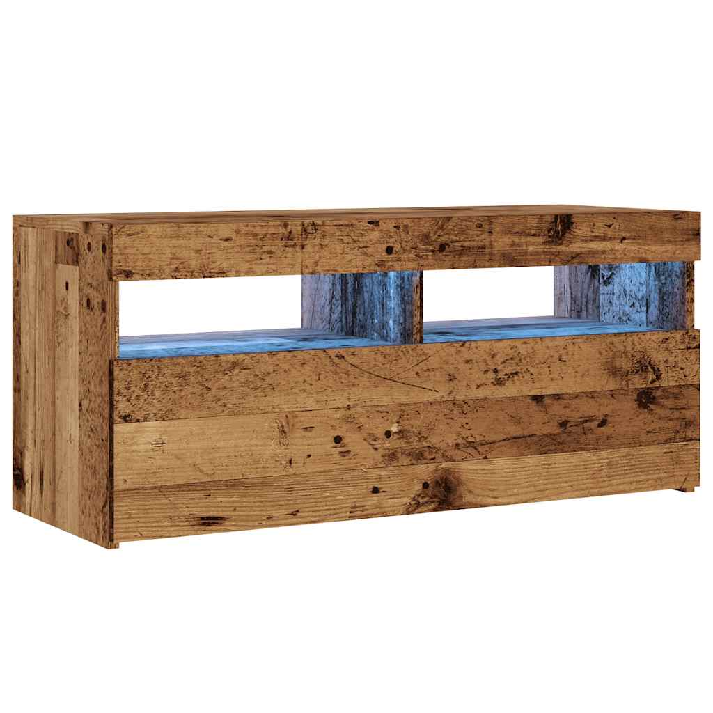 vidaXL Tv-meubel met LED 90x35x40 cm bewerkt hout oud hout