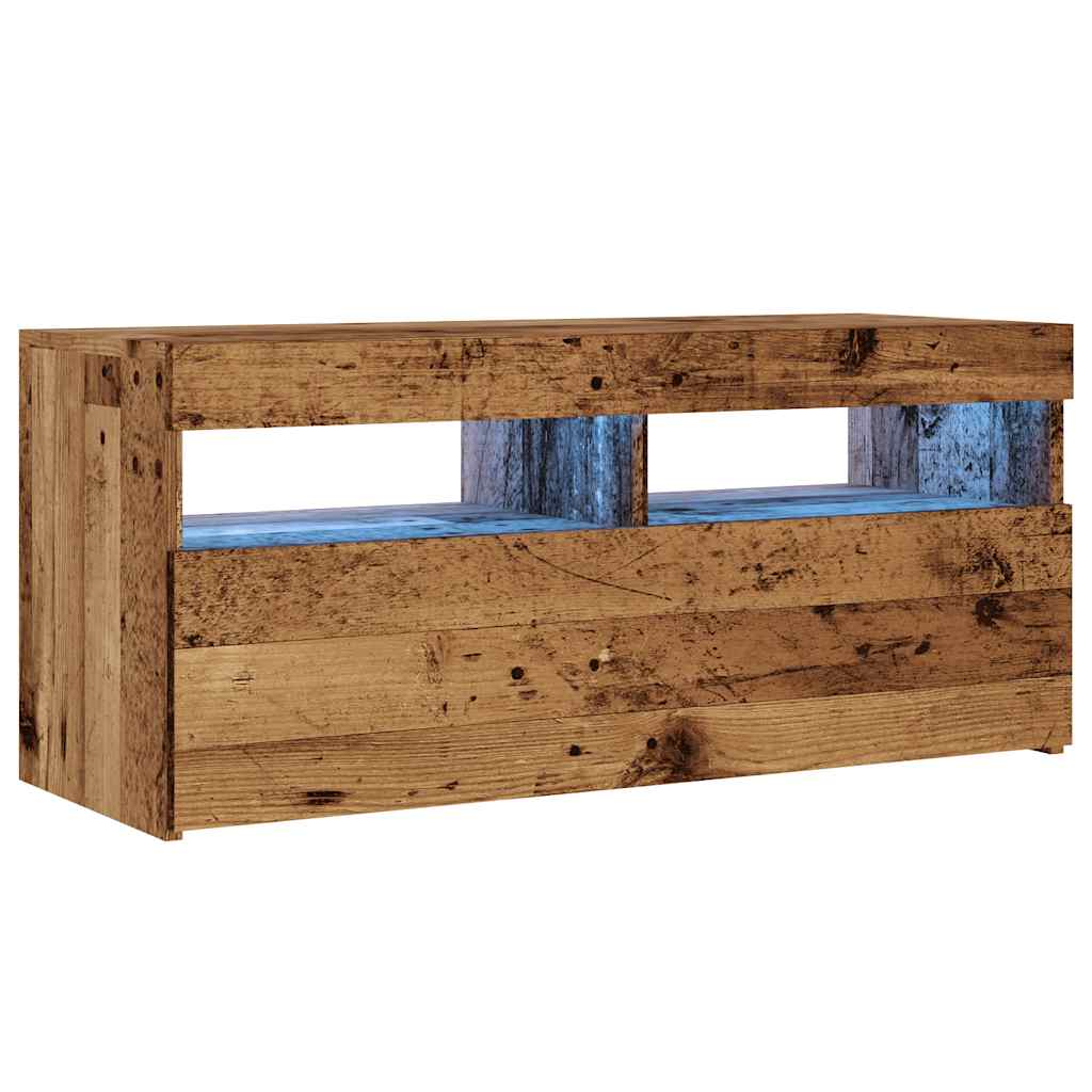 vidaXL antik fa színű szerelt fa TV-szekrény LED-ekkel 90x35x40 cm