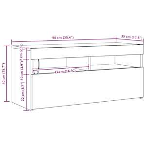 TV stolek s LED old wood 90 x 35 x 40 cm kompozitní dřevo - obrázek 14