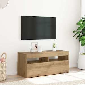 TV omarica z LED artisan hrast 90x35x40 cm inženirski les
