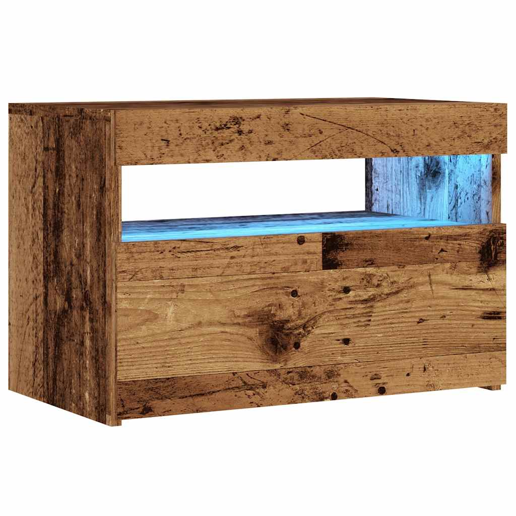 vidaXL Dulap TV cu lumini LED lemn vechi 60x35x40 cm lemn prelucrat