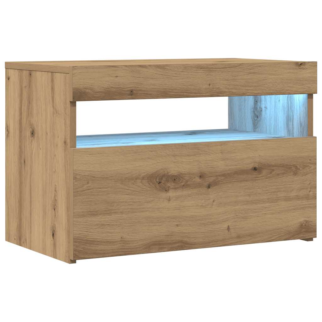 vidaXL Dulap TV cu LED stejar artizanal 60x35x40 cm lemn prelucrat