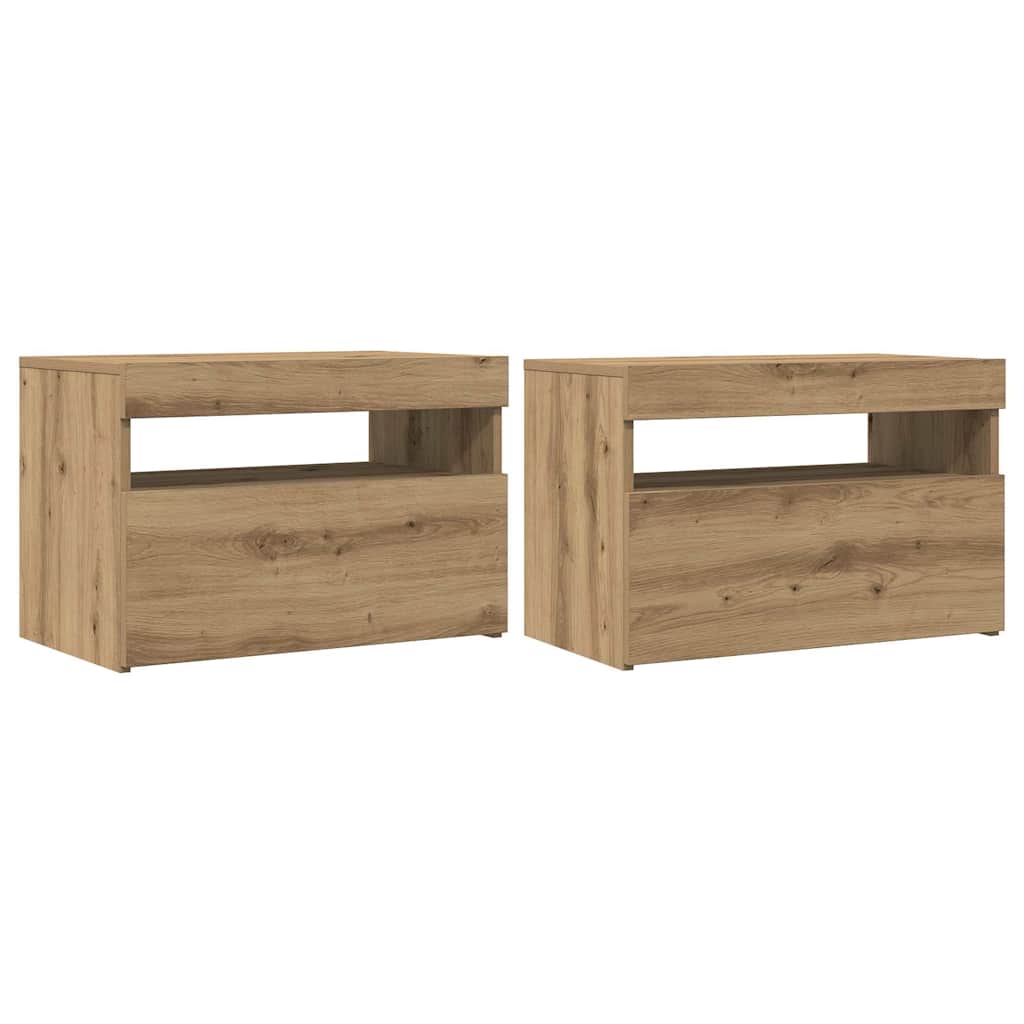 vidaXL TV stolky s LED 2 ks dub artisan kompozitní dřevo