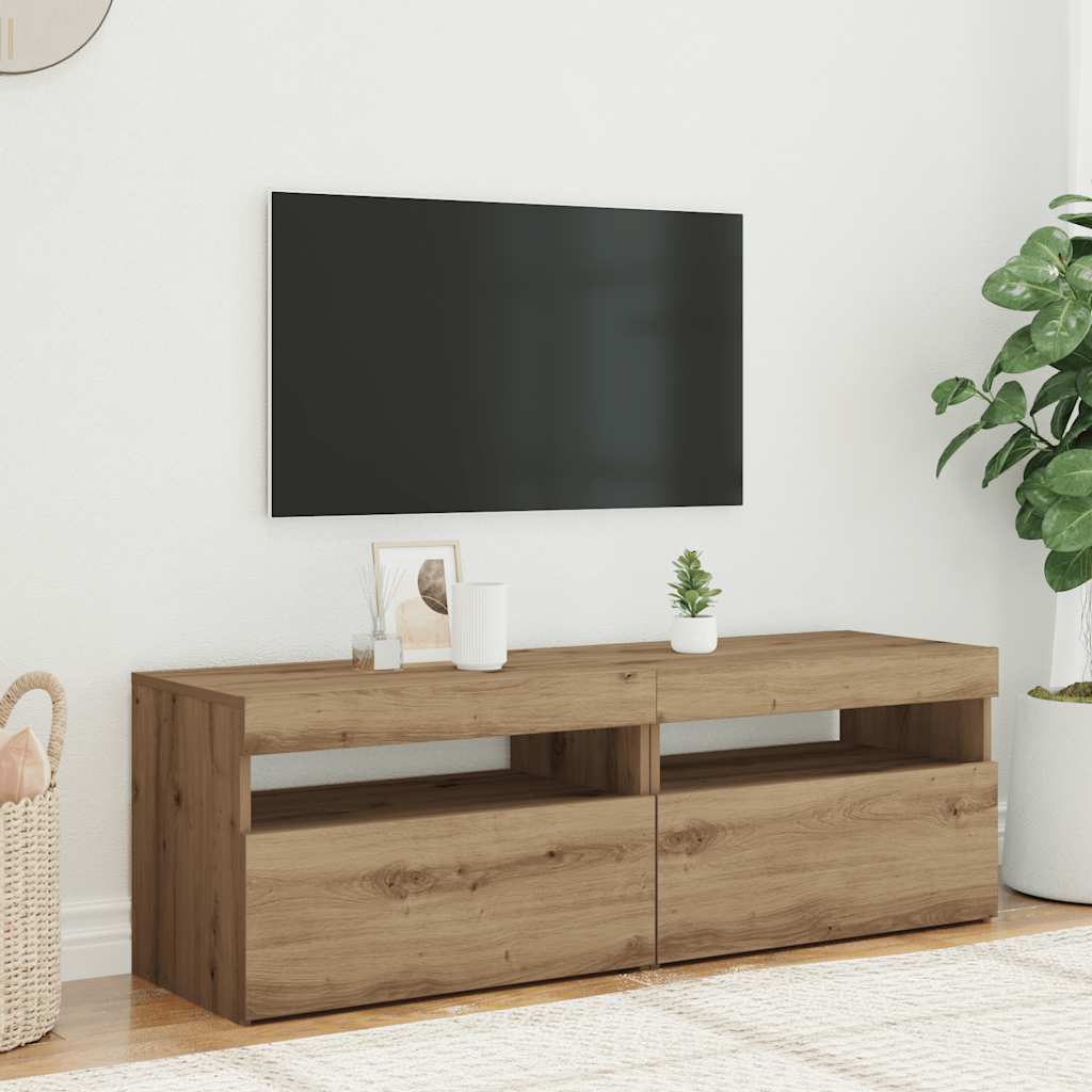 Thumbnail - vidaXL TV-Schränke mit LED-Leuchten 2 Stk. Artisan-Eiche Holzwerkstoff