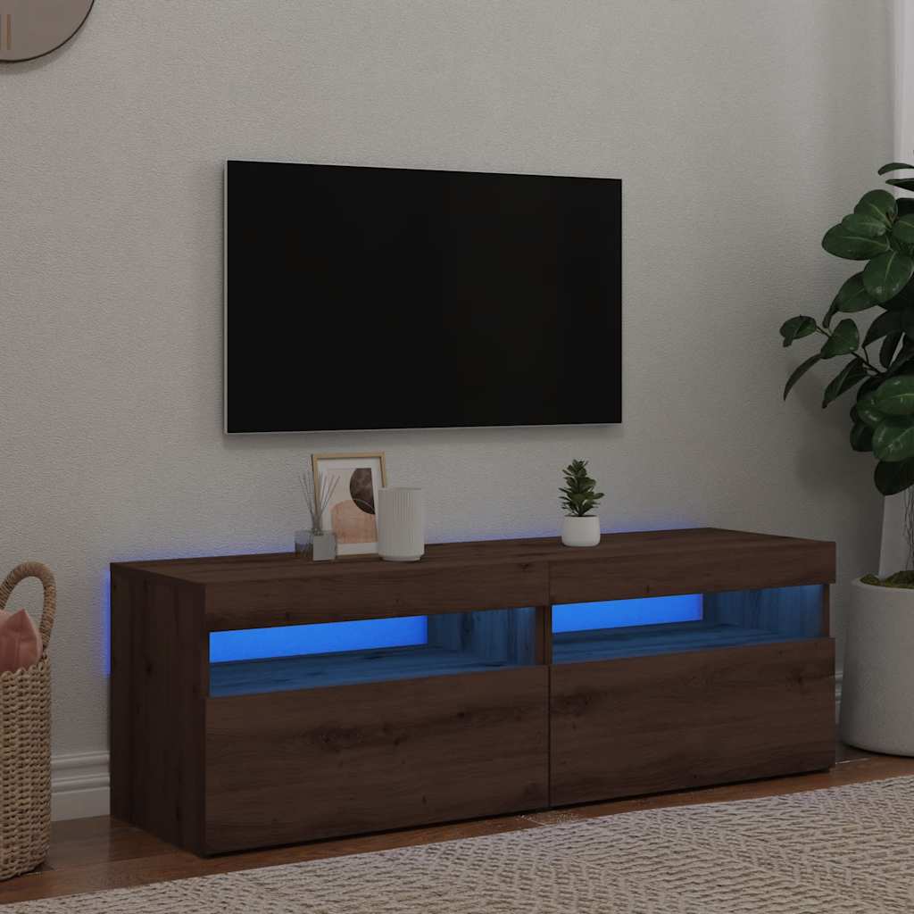 vidaXL TV-Schränke mit LED-Leuchten 2 Stk. Artisan-Eiche Holzwerkstoff