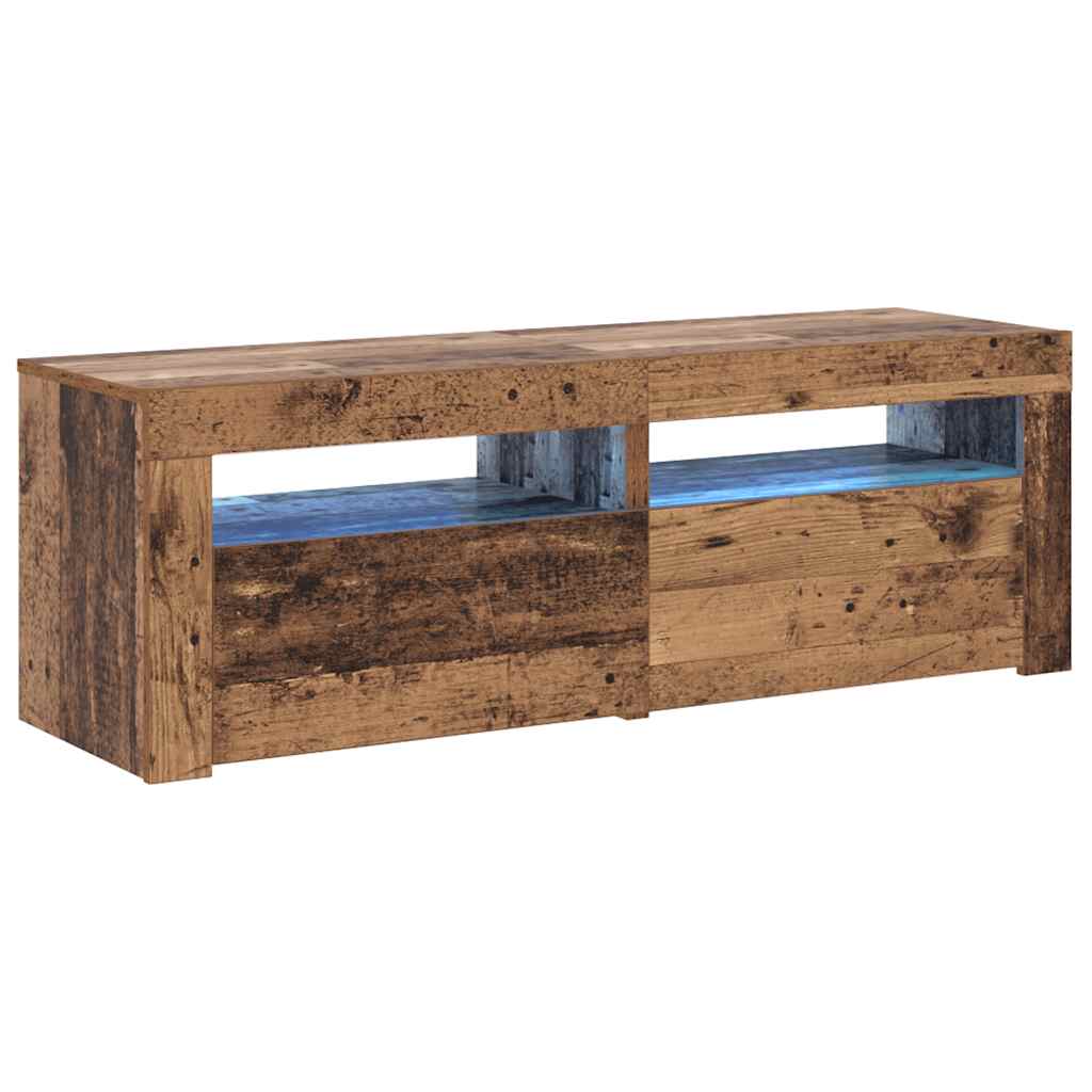 vidaXL TV stolek s LED old wood 120 x 35 x 40 cm kompozitní dřevo