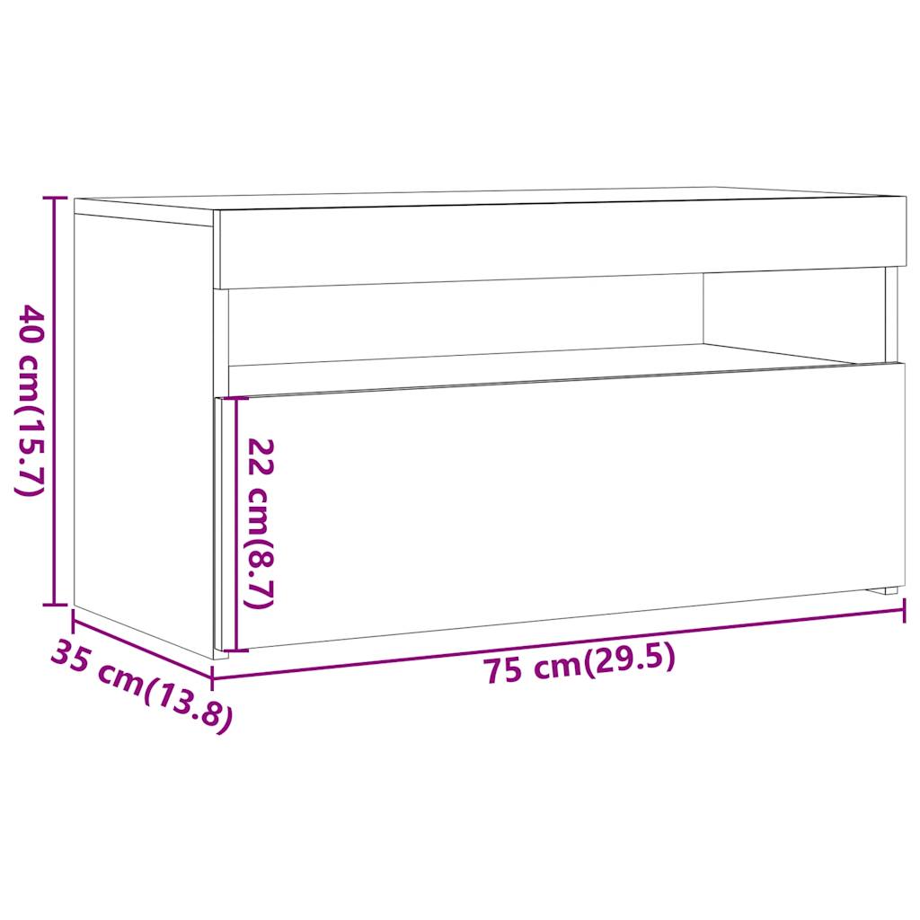 TV stolek s LED old wood 75 x 35 x 40 cm kompozitní dřevo - obrázek 16
