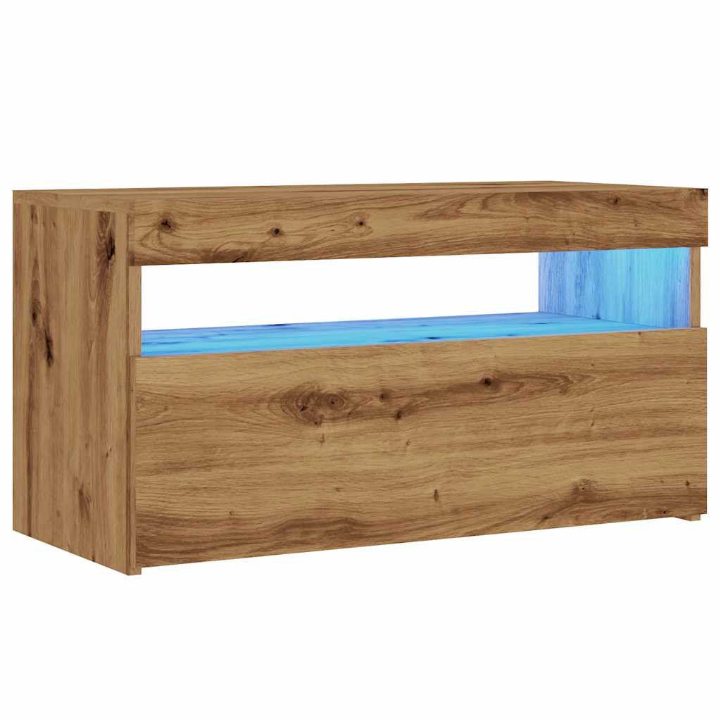 vidaXL Tv-meubel met LED 75x35x40 cm bewerkt hout artisanaal eiken