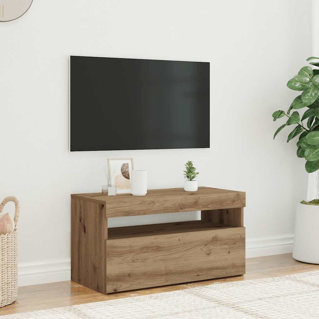 vidaXL Tv-meubel met LED 75x35x40 cm bewerkt hout artisanaal eiken afbeelding
