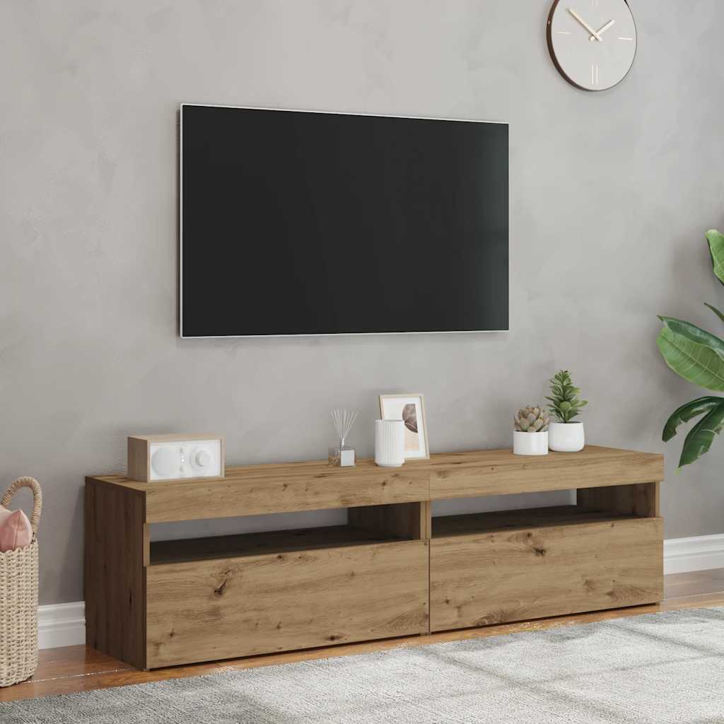 vidaXL Tv-meubels met LED 2 st bewerkt hout artisanaal eiken afbeelding