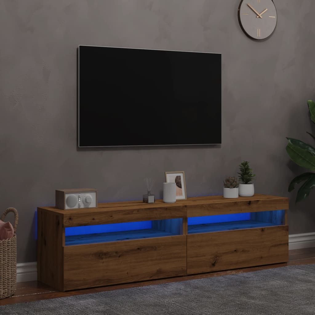 TV-Schränke mit LED-Leuchten 2 Stk. Artisan-Eiche Holzwerkstoff