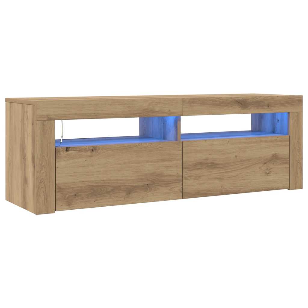 vidaXL TV stolek s LED dub artisan 120 x 35 x 40 cm kompozitní dřevo