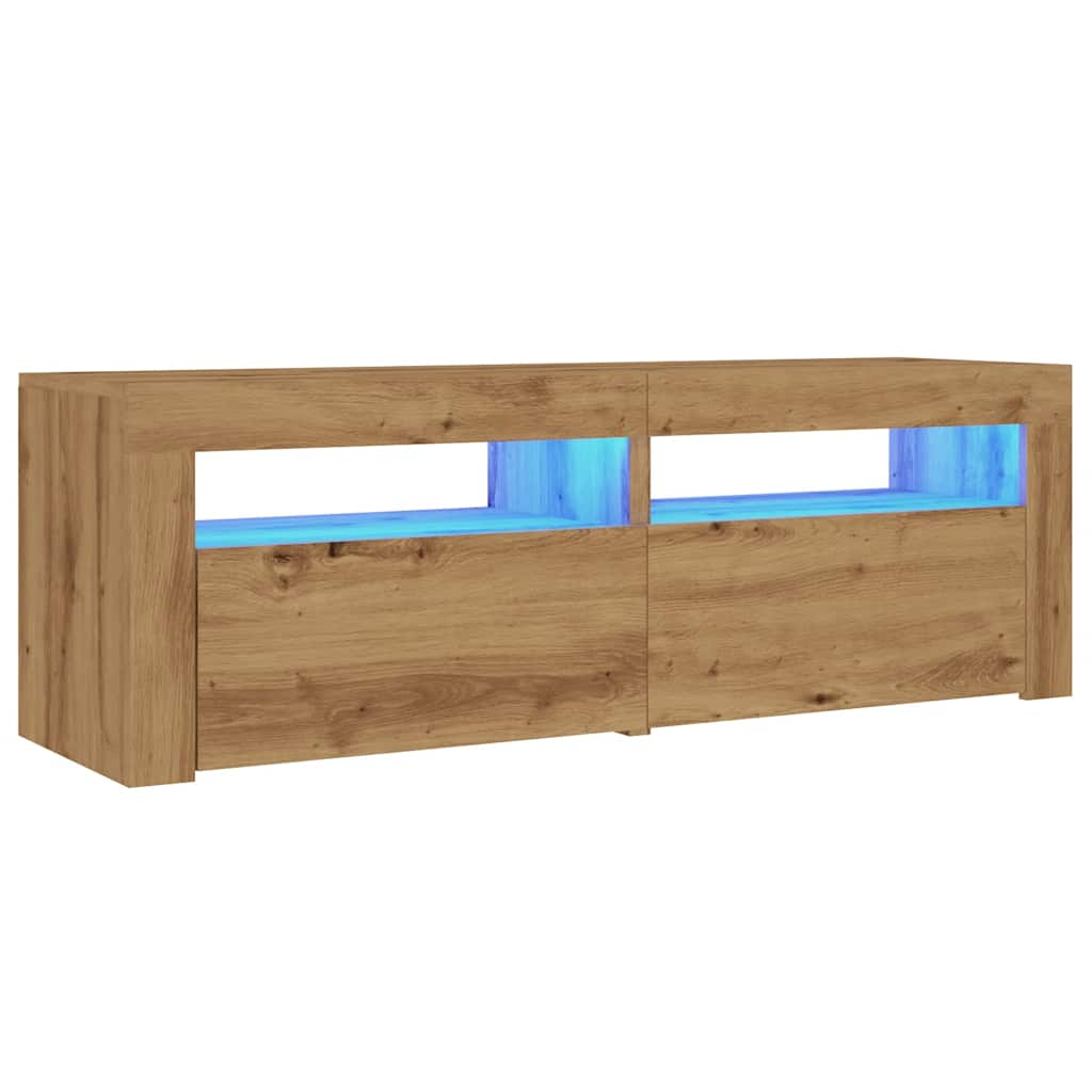 vidaXL Tv-meubel met LED 120x35x40 cm bewerkt hout artisanaal eiken