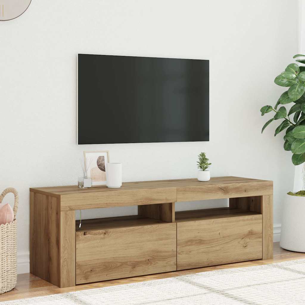 vidaXL TV-Schrank mit LED Artisan-Eiche 120x35x40 cm Holzwerkstoff