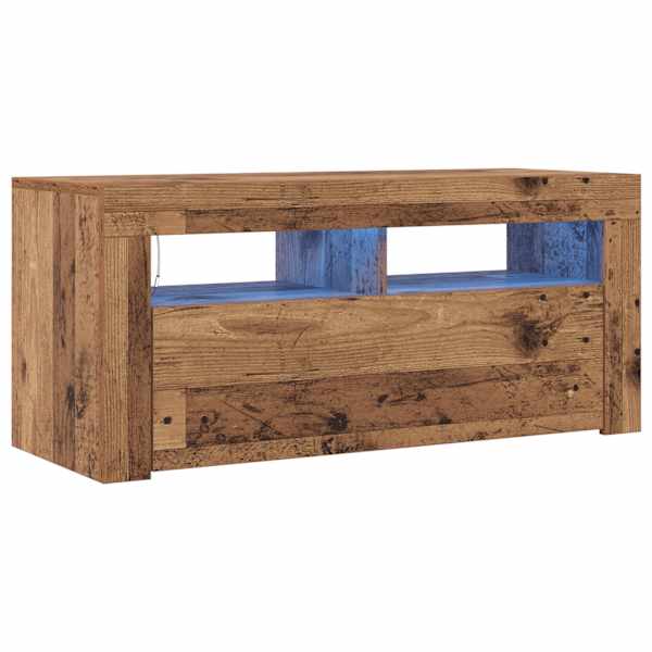 vidaXL telerialus LEDiga, vana puit, 90x35x40 cm, tehispuit