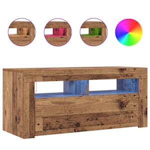 TV stolek s LED old wood 90 x 35 x 40 cm kompozitní dřevo - obrázek 4