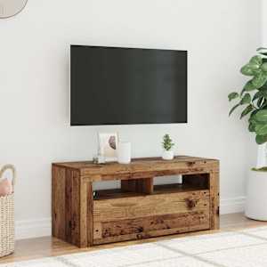 TV stolek s LED old wood 90 x 35 x 40 cm kompozitní dřevo - obrázek 1