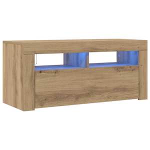 TV stolek s LED dub artisan 90 x 35 x 40 cm kompozitní dřevo - obrázek 2