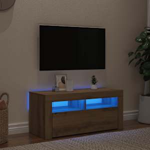 TV stolek s LED dub artisan 90 x 35 x 40 cm kompozitní dřevo - obrázek 3