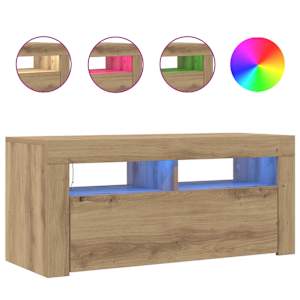 TV stolek s LED dub artisan 90 x 35 x 40 cm kompozitní dřevo - obrázek 4