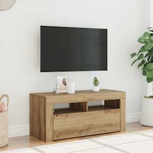 TV stolek s LED dub artisan 90 x 35 x 40 cm kompozitní dřevo - obrázek 1