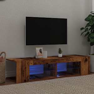 TV stolek s LED old wood 135 x 39 x 30 cm kompozitní dřevo - obrázek 1