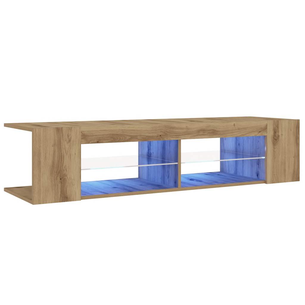 vidaXL Tv-meubel met LED 135x39x30 cm bewerkt hout artisanaal eiken