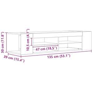 TV stolek s LED dub artisan 135 x 39 x 30 cm kompozitní dřevo - obrázek 15