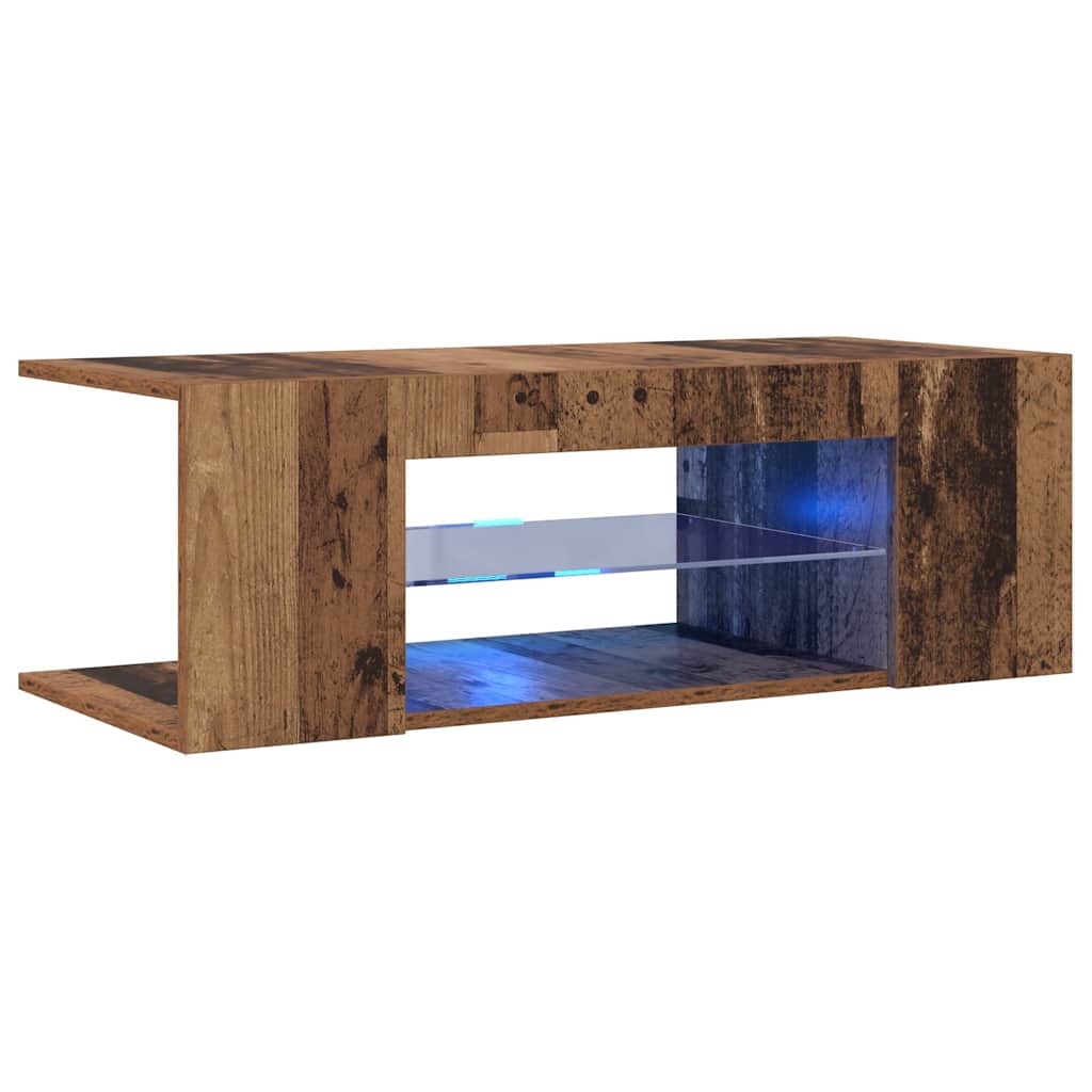 vidaXL TV stolek s LED old wood 90 x 39 x 30 cm kompozitní dřevo