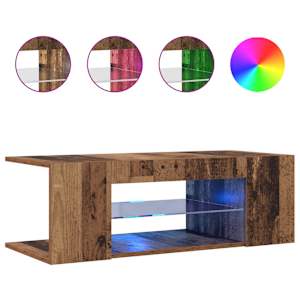 TV stolek s LED old wood 90 x 39 x 30 cm kompozitní dřevo - obrázek 4