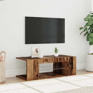 TV stolek s LED old wood 90 x 39 x 30 cm kompozitní dřevo - obrázek 1