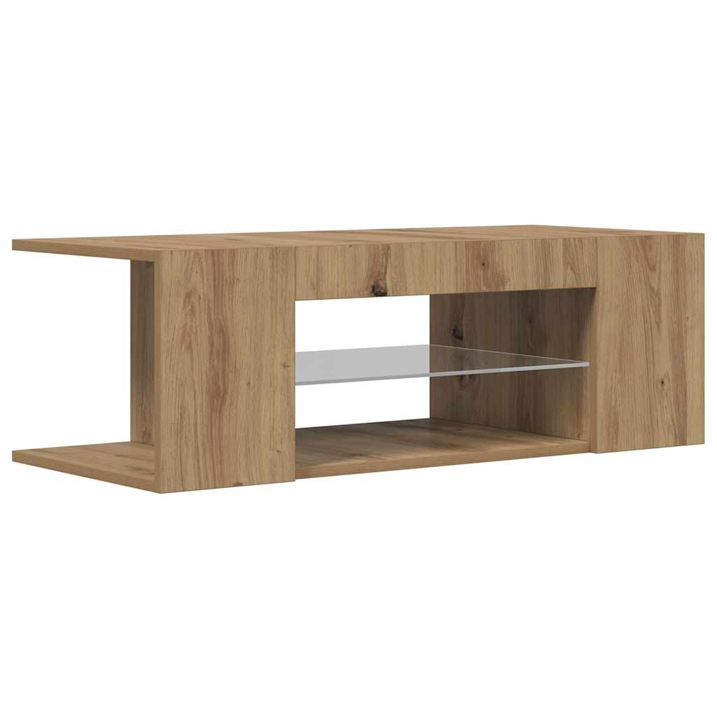 vidaXL TV stolek s LED dub artisan 90 x 39 x 30 cm kompozitní dřevo