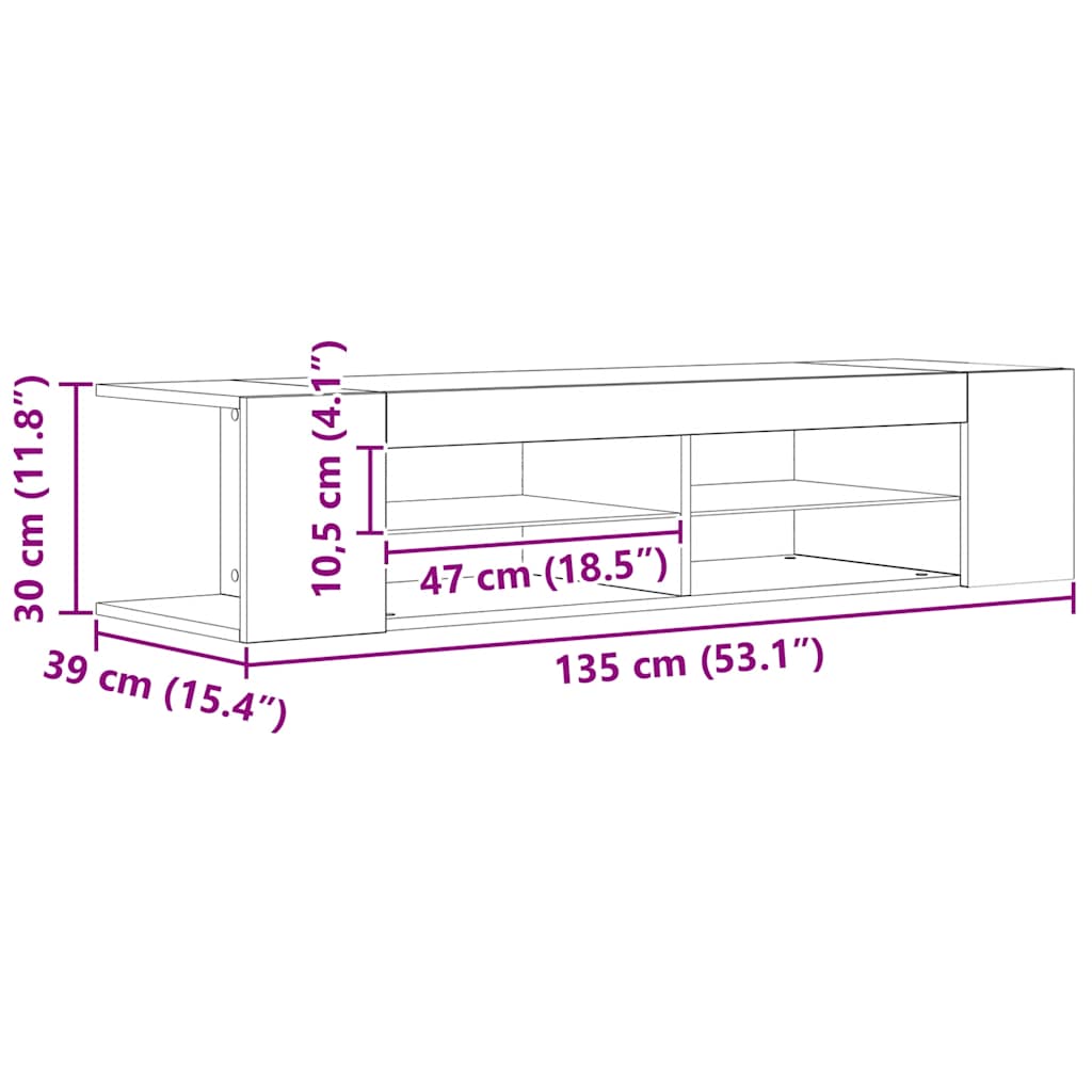TV stolek s LED dub artisan 90 x 39 x 30 cm kompozitní dřevo - obrázek 15