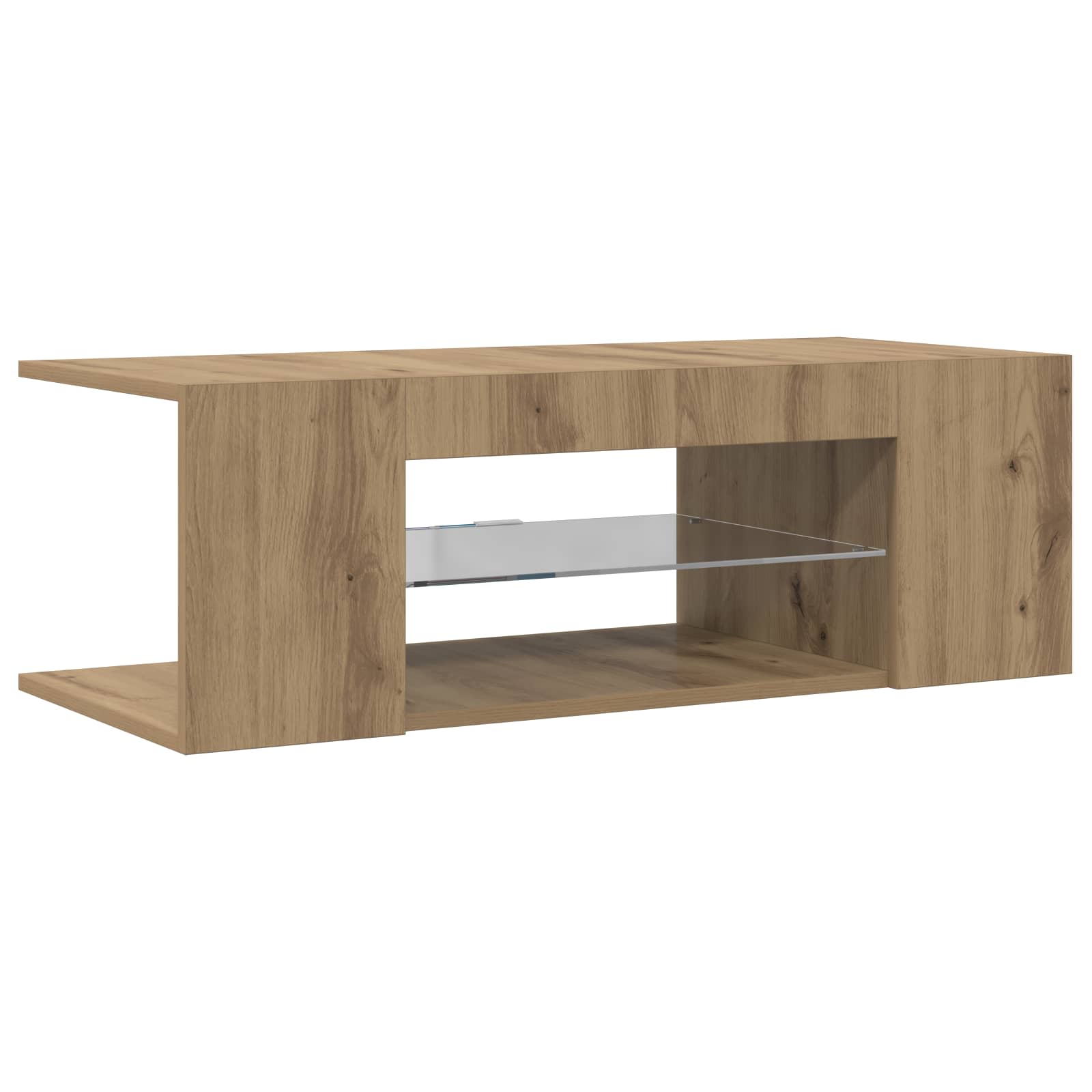 vidaXL Tv-meubel met LED 90x39x30 cm bewerkt hout artisanaal eiken