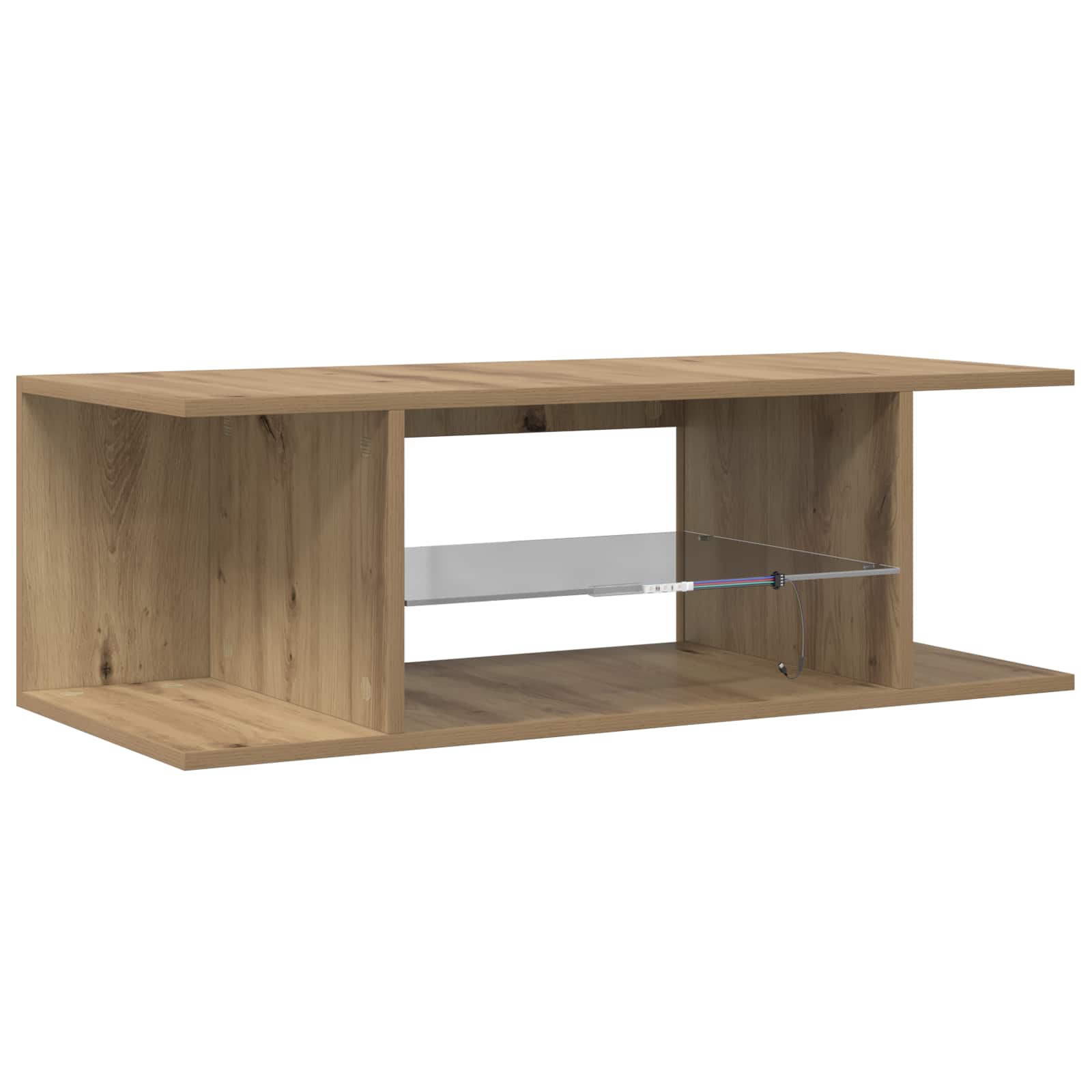 vidaXL Tv-meubel met LED 90x39x30 cm bewerkt hout artisanaal eiken