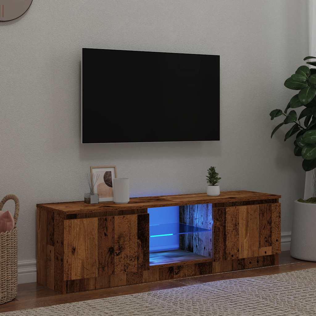 TV-Schrank mit LED-Leuchten Altholz-Optik 120x30x36 cm