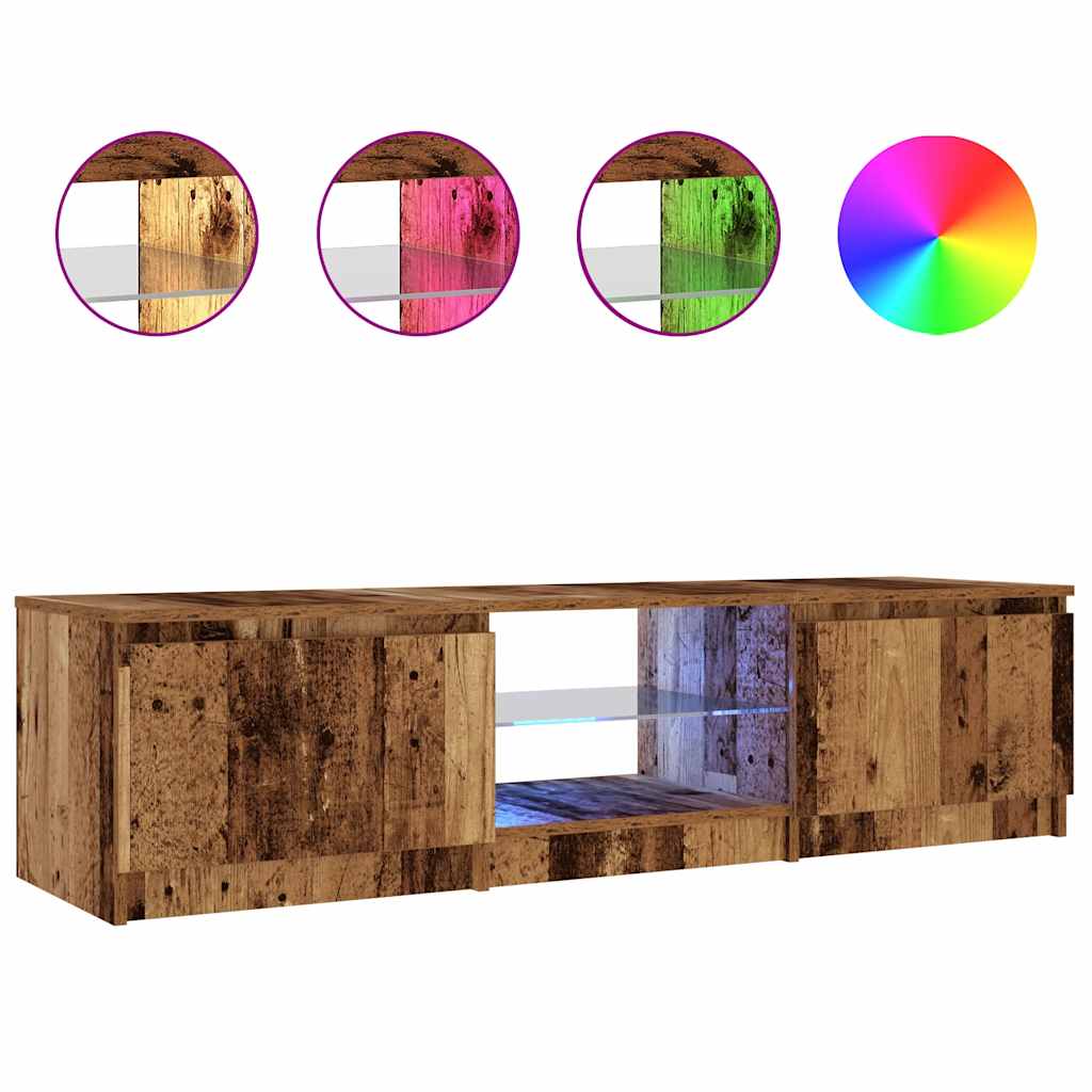 vidaXL TV stolek s LED old wood 140 x 40 x 35,5 cm kompozitnĂ­ dĹ™evo
