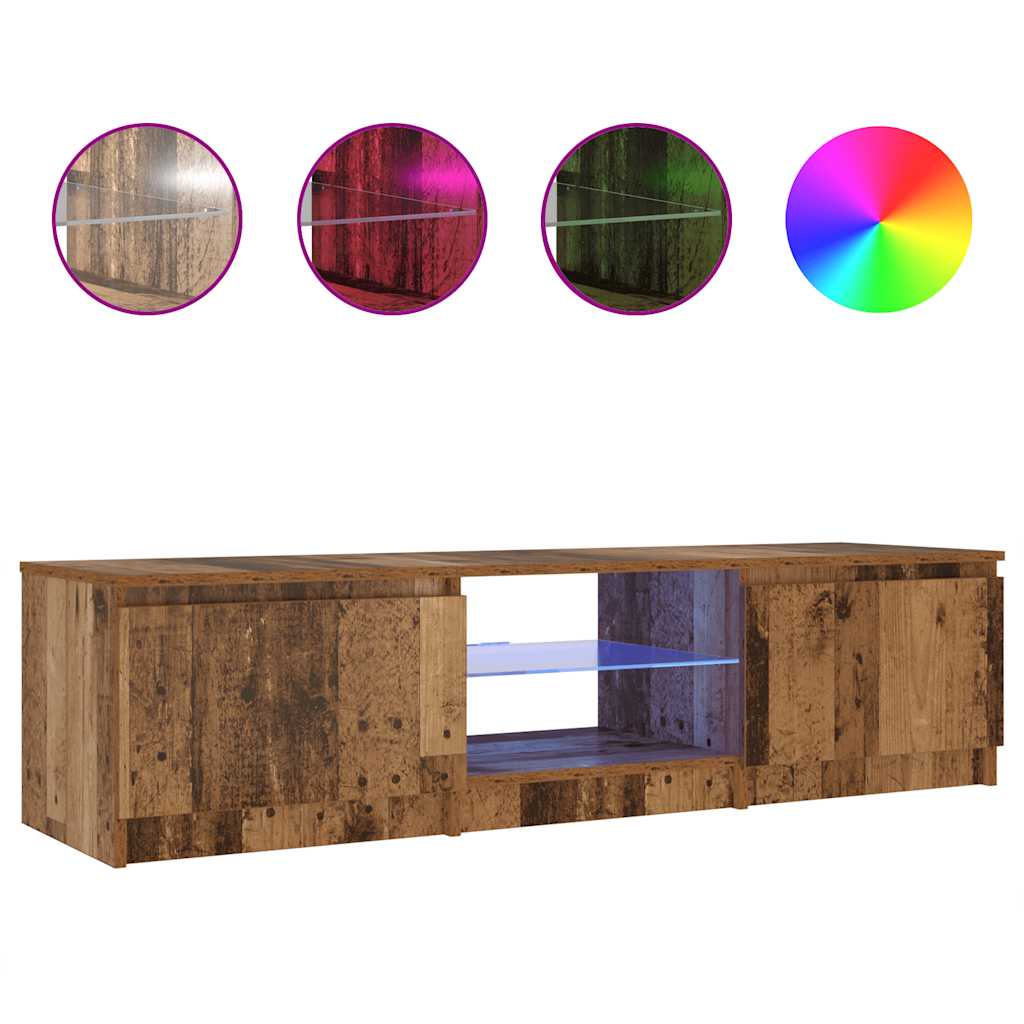 vidaXL TV stolek s LED old wood 140 x 40 x 36 cm kompozitní dřevo