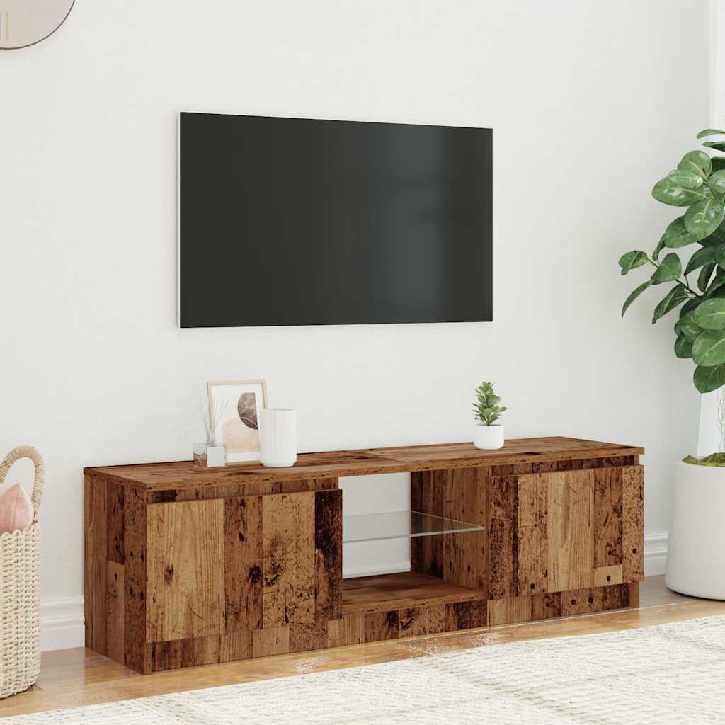 vidaXL Tv-meubel met LED 140x40x35,5 cm bewerkt hout oud houtkleurig