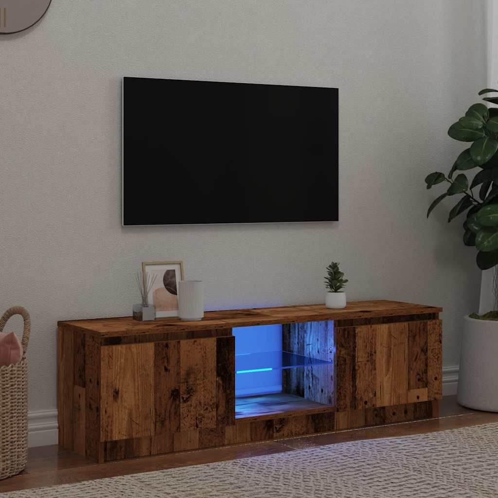 vidaXL TV-Schrank mit LED-Leuchten Altholz-Optik 140x40x36 cm