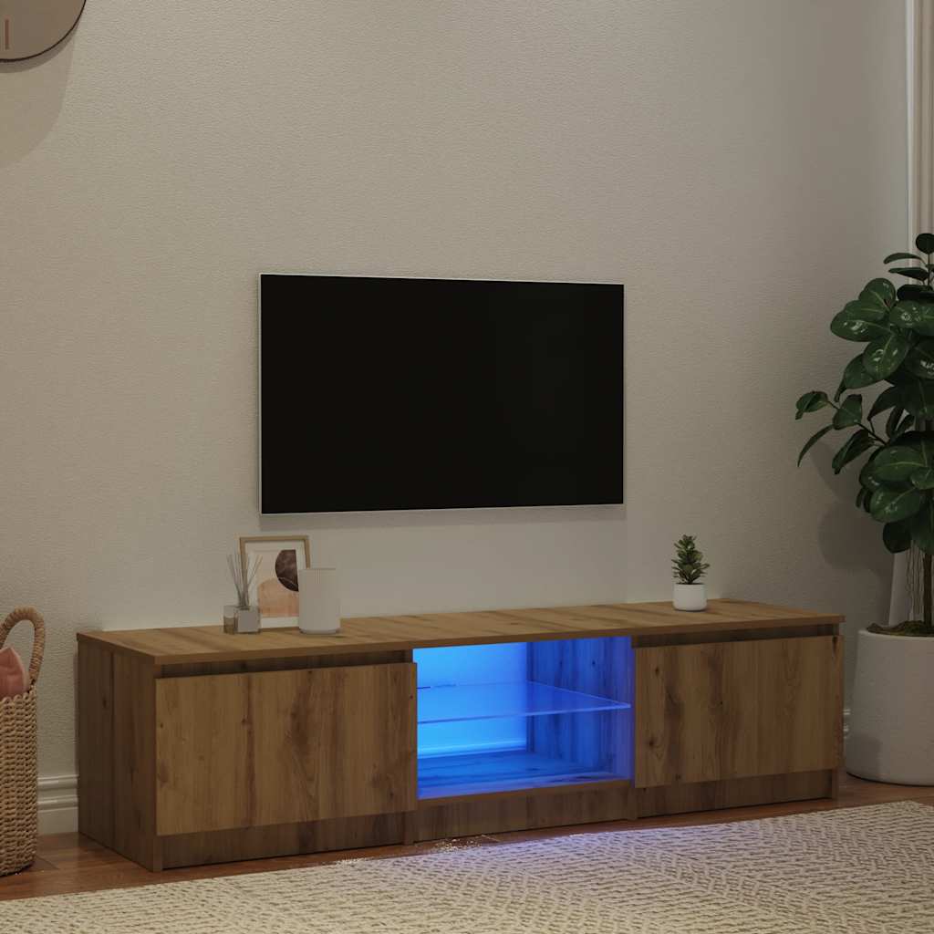 Thumbnail - vidaXL TV-Schrank mit LED-Leuchten Artisan-Eiche 140x40x36 cm