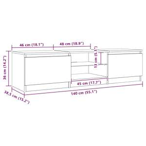 TV stolek s LED dub artisan 140 x 40 x 36 cm kompozitní dřevo - obrázek 16