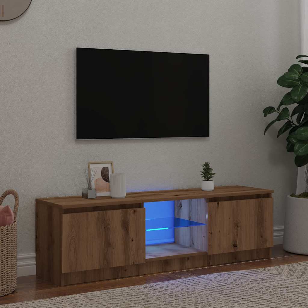vidaXL TV-Schrank mit LED-Leuchten Artisan-Eiche 140x40x36 cm