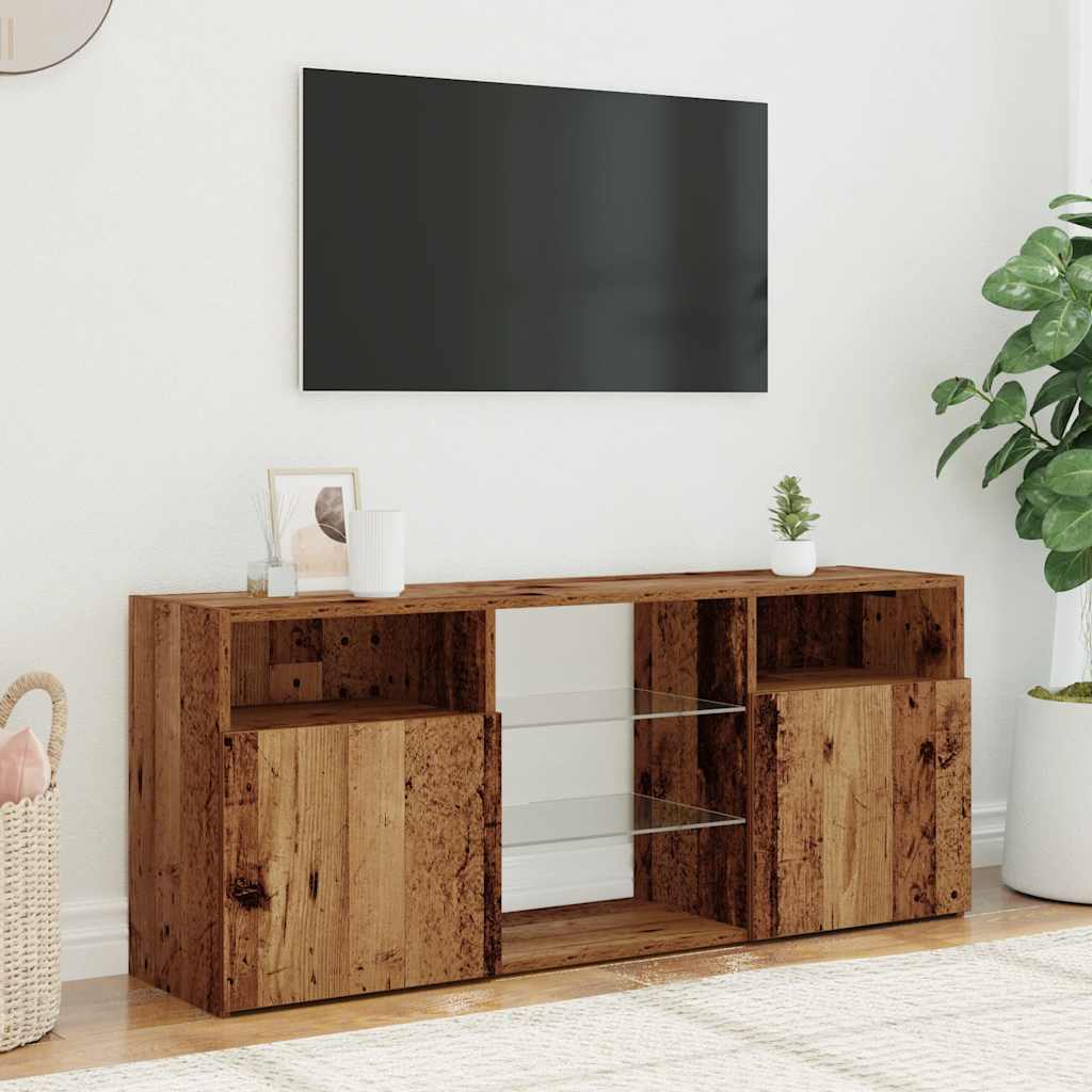 vidaXL Tv-meubel met LED 120x30x50 cm bewerkt hout oud hout