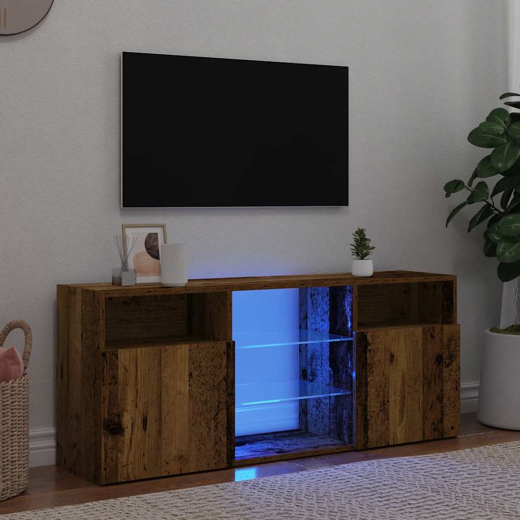 vidaXL TV-Schrank mit LED-Leuchten Altholz-Optik 120x30x50 cm